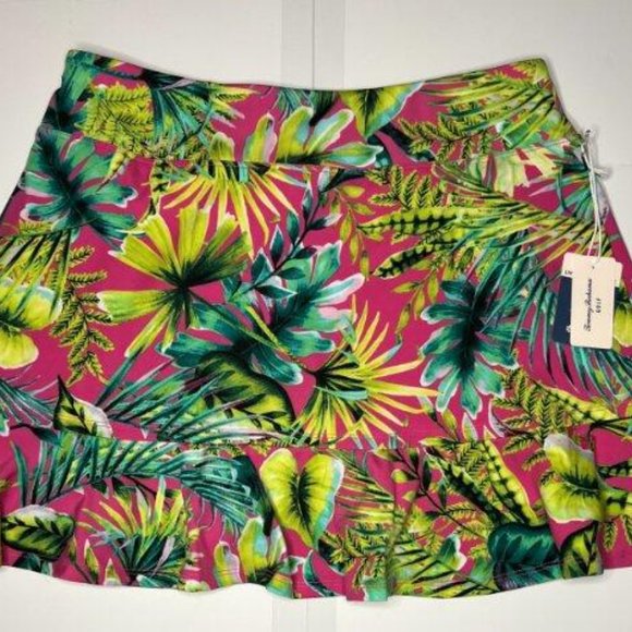 TOMMY BAHAMA TROPICAL Ruffle Hem Knit Golf Tennis Island Floral SKORT M L NWT - Picture 4 of 5